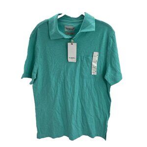 Goodfellow & Co Mens M Polo Shirt Teal Blue Short Sleeve Cotton Pocket New